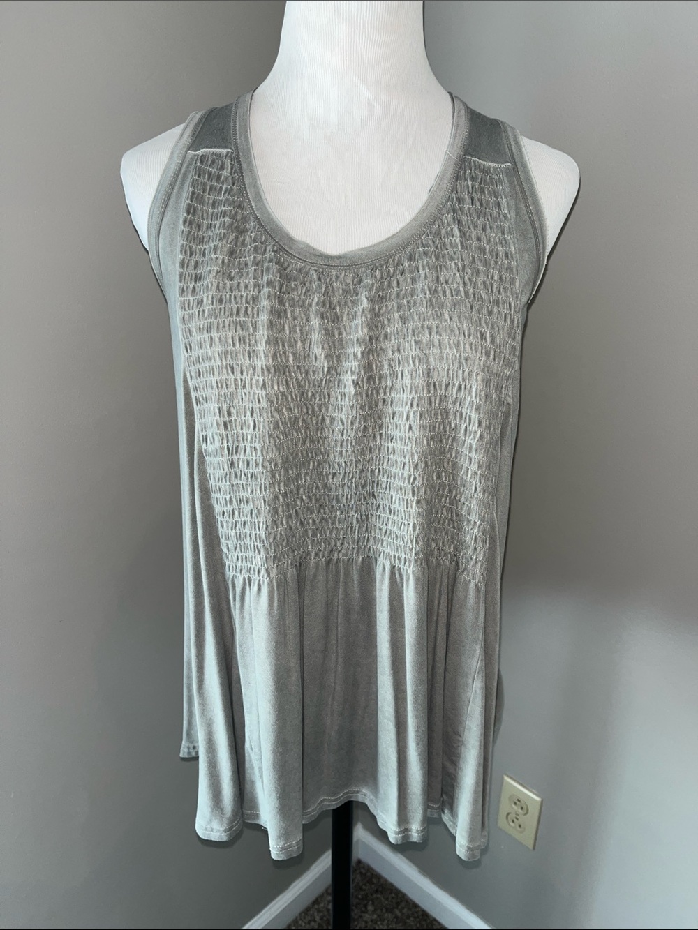 POL Smocked Scoop Neck Tank Top